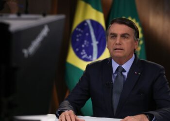 (Brasília - DF, 16/09/2020) Gravação de discurso para a 75ª Assembleia Geral da ONU.
Foto: Marcos Corrêa/PR