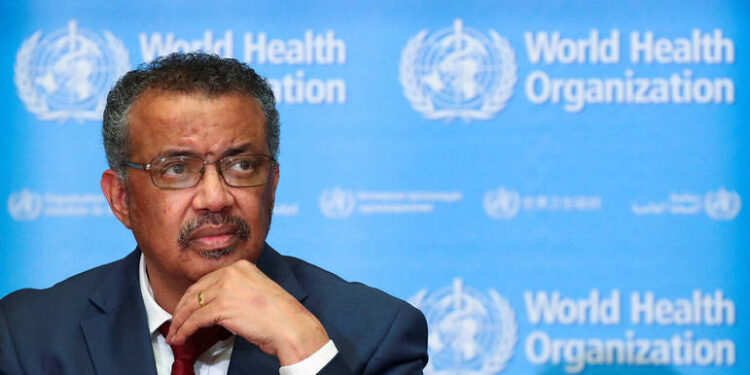 FILE PHOTO: Director-General of the World Health Organization (WHO) Tedros Adhanom Ghebreyesus attends a news conference on the novel coronavirus (2019-nCoV) in Geneva, Switzerland February 6, 2020. To match Special Report HEALTH-CORONAVIRUS/WHO-TEDROS   REUTERS/Denis Balibouse/File Photo