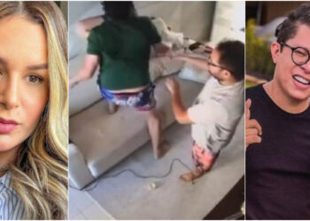 Os vídeos da agressão foram revelados por Pâmella que não aguentava mais o abuso do DJ. Fotos: Reprodução