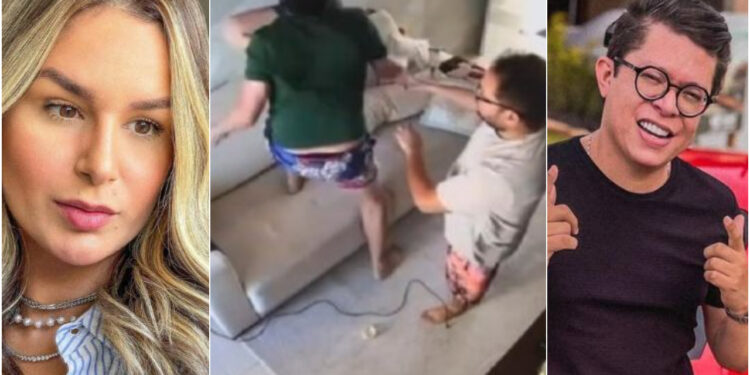 Os vídeos da agressão foram revelados por Pâmella que não aguentava mais o abuso do DJ. Fotos: Reprodução