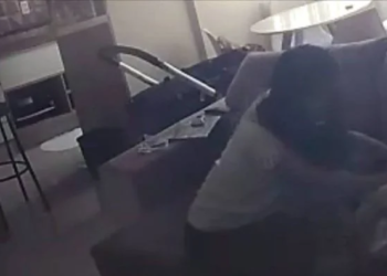 Mãe da criança viu situação por câmera e chamou a polícia. Foto: Reprodução