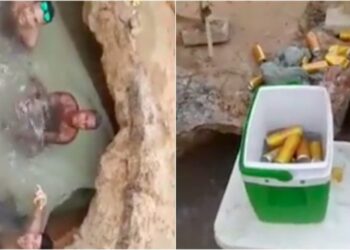 Moradores do bairro de Fátima, em Belém, resolveram fazer piscina como forma de protesto. Foto: Reprodução/Twitter