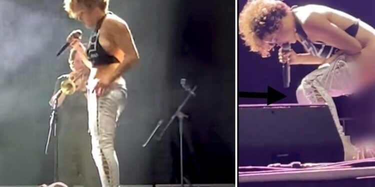 Sophia Urista causou polêmica ao urinar na cara de homem que subiu ao palco. Foto: Reprodução/YouTube