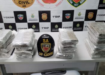 A droga estava dentro de uma mala e pessoa que a carregava conseguiu fugir. Foto: PMAM/Divulgação