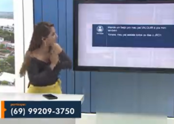 Yonara Werri ficou desconcertada com a situação, mas conseguiu se corrigir rapidamente. Foto: Reprodução/Twitter