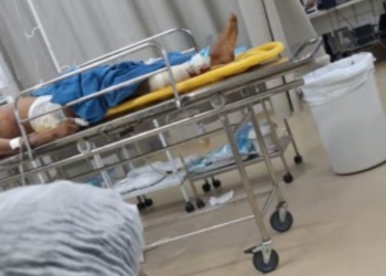 O jovem teve que ser transferido para Manaus por causa da gravidade do ferimento. Foto: Reprodução
