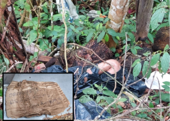 Corpo foi deixado no meio do mato com um aviso. Foto: Divulgação