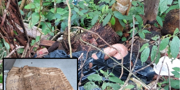 Corpo foi deixado no meio do mato com um aviso. Foto: Divulgação