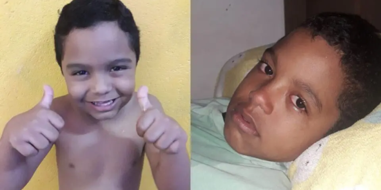 O menino de 8 anos está gago e diferente, segundo a mãe. Foto: Reprodução
