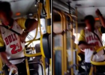 O homem ainda brigou com os passageiros. Foto: Reprodução