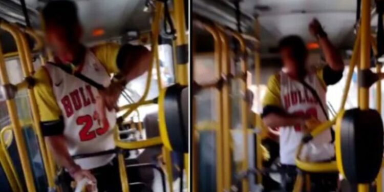 O homem ainda brigou com os passageiros. Foto: Reprodução
