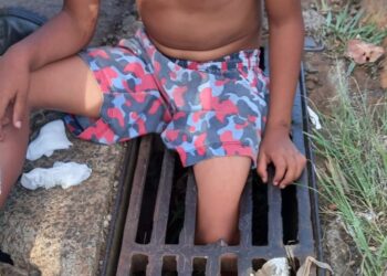 Menino pisou em estrutura e caiu. Foto: Divulgação