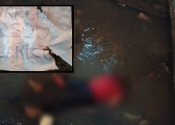 O corpo foi arrastado e jogado no igarapé. Foto: Divulgação