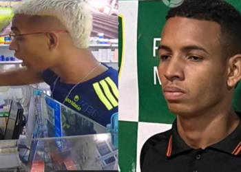 O suspeito assaltou uma drogaria no último dia 19 e foi filmado durante a ação. Foto: Reprodução