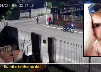 Renan Silva Loureiro se ajoelhou para o assaltante. Foto: Reprodução