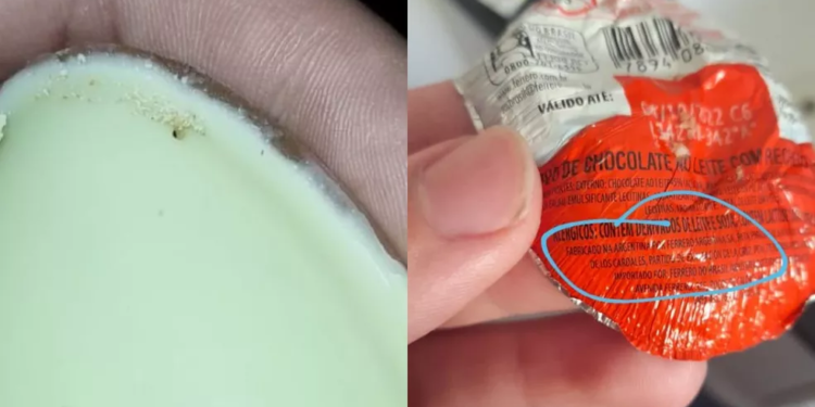 O ovo foi fabricado na Argentina e comprado no interior de São Paulo. Foto: Reprodução