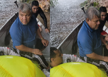 Forte chuva e ventos fortes fizeram o paraquedista cair no Rio Negro. Foto: Reprodução/Facebook