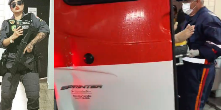 A policial foi socorrida no João Lúcio. O suspeito (na ambulância) estava em estado grave e foi transferido para o mesmo hospital. Foto: Reprodução