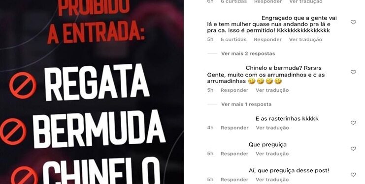 Após repercussão negativa, casa noturna apagou a postagem. Foto: Reprodução/Instagram