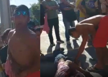 No vídeo é possível ver o momento que o homem vê a arma e a pega. Foto: Reprodução