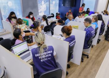 Durante todo o dia, centenas de pessoas compareceram ao local em busca de auxílio jurídico. Foto:   Evandro Seixas - DPE/AM