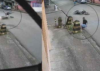 O motoqueiro estava sem capacete, mas sobreviveu. Foto: Reprodução