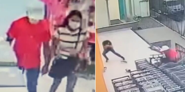 O casal foi flagrado pelo circuito interno da loja. Foto: Reprodução