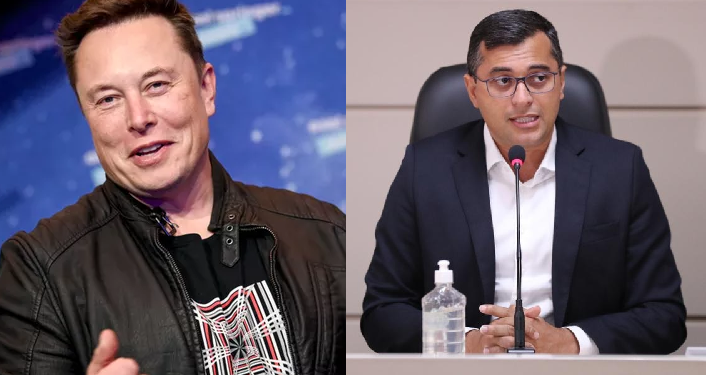O governador Wilson Lima agradeceu o interesse de Musk em investir na Amazônia e destacou a importância do investimento. Foto: Reprodução/Internet e Lucas Silva/Secom