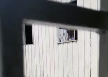 Idosa grita e vizinhos dizem que as agressões são constantes. Foto: Reprodução