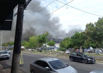 O fogo se alastrou rapidamente na fábrica de papel. Foto: Reprodução