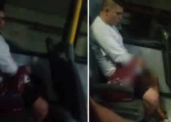 O homem iniciou o ato em frente de duas jovens. Foto: Reprodução