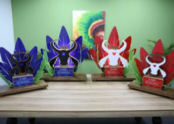 Os troféus pesam cerca de 35 quilos, têm 90 centímetros de altura e foram feitas a partir de madeira proveniente de manejo florestal. Foto: Michael Dantas - Secretaria de Cultura e Economia Criativa