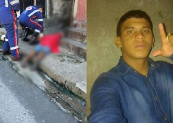 O homem estava com o filho bebê no colo e o largou para levar os tiros. Foto: Reprodução