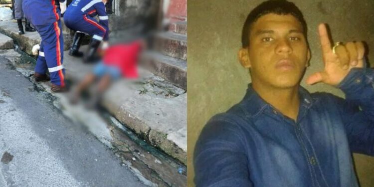 O homem estava com o filho bebê no colo e o largou para levar os tiros. Foto: Reprodução