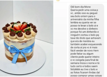 A confeiteira ficou indignada com o pedido da cliente. Foto: Reprodução
