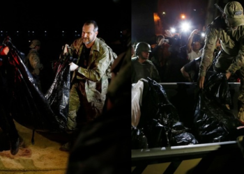 Imagens mostram os agentes federais carregando os restos mortais do jornalista e do indigenista. Foto: Divulgação