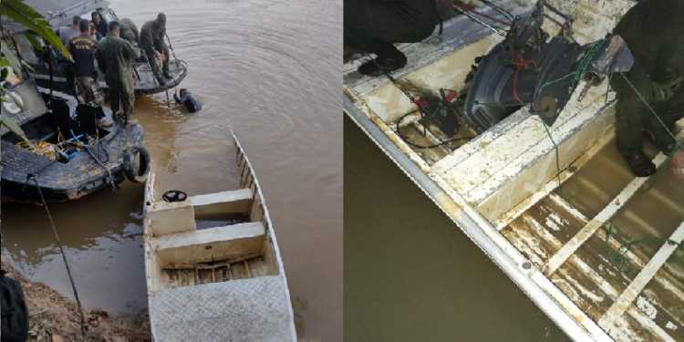 A embarcação foi encontrada após a prisão de 'Pelado da Dinha', que indicou a localização. Foto: Reprodução