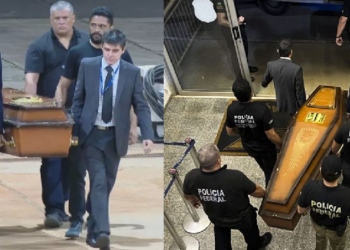 Os restos mortais chegaram por volta das 18h em Brasília. Foto: Reprodução