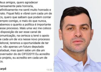 Prints foram feitos quando o vereador mandou as mensagens. Foto: Reprodução