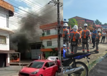 Os funcionários foram impedidos de mexer nos postes de energia. Foto: Reprodução
