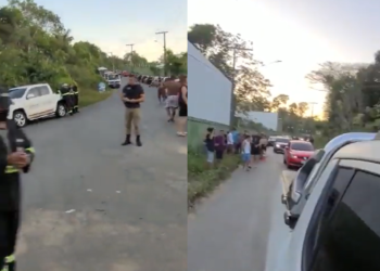 Vídeo mostra o grande número de carros e pessoas. Foto: Reprodução