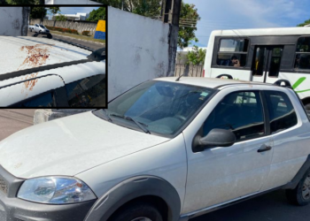 O veículo estava com marcas de sangue. Foto: Reprodução