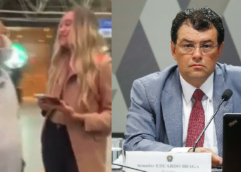 O senador estava desembarcando quando foi abordado. Foto: Reprodução