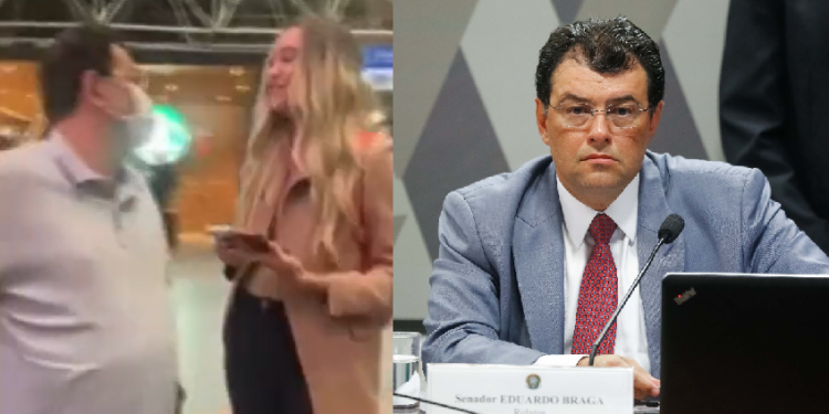 O senador estava desembarcando quando foi abordado. Foto: Reprodução