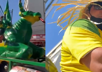 O homem foi um dos militantes bolsonaristas que se reuniram para participar da convenção do Partido Liberal (PL). Foto: Reprodução