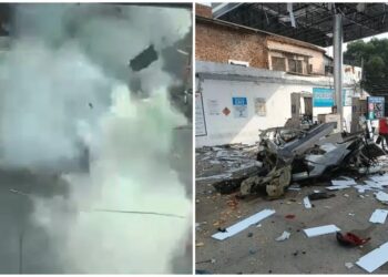 O acidente fez o homem ser lançado. Foto: Reprodução