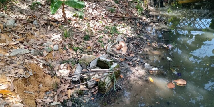 Trabalhadores da Prefeitura estavam realizando limpeza no igarapé e encontraram corpo. Foto: Reprodução