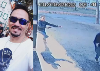 Câmeras flagraram o momento em que o homem vai atrás e mata o colega. Foto: Reprodução