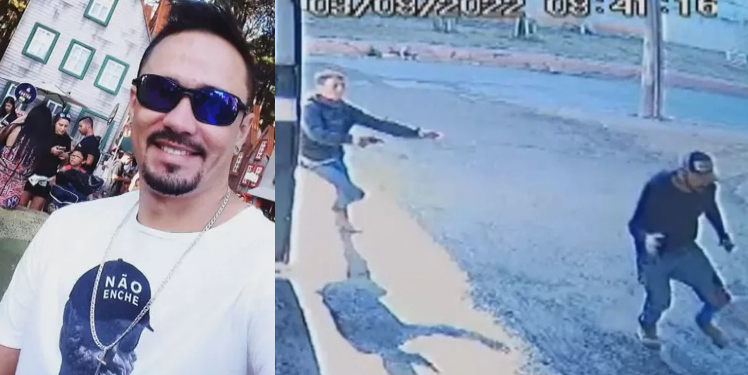 Câmeras flagraram o momento em que o homem vai atrás e mata o colega. Foto: Reprodução