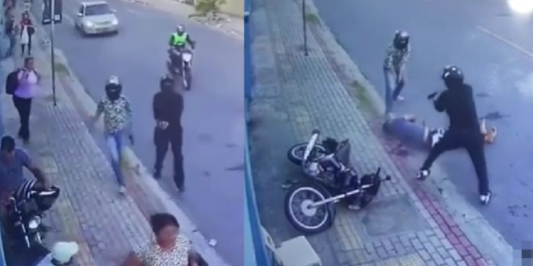 O crime aconteceu em plena luz do dia, com muitas pessoas na rua. Foto: Reprodução